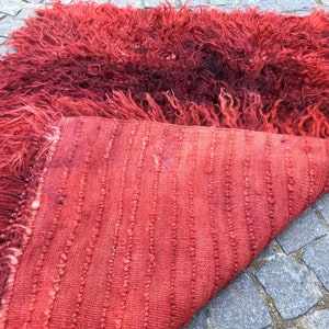 Red tülü Rug 33x40 in 85x102 cm Turkish Kilim Rugs Handmade Tulu Rug Vintage Tulu Rug Home Decor Floor kilim Rug Red Angora tulu rugs