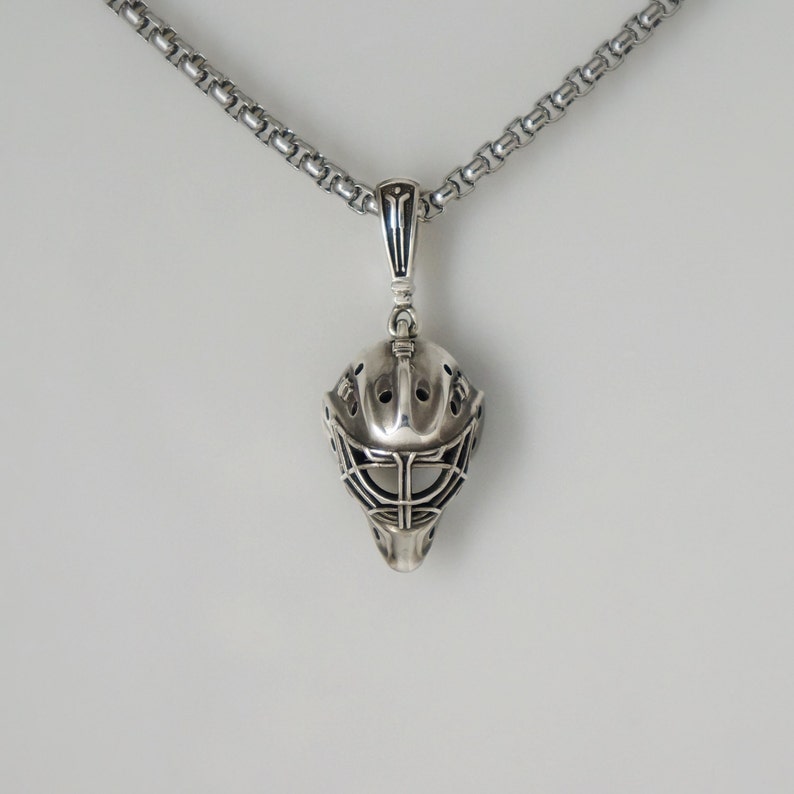 GOALIE MASK charm pendant ice hockey sterling silver Etsy
