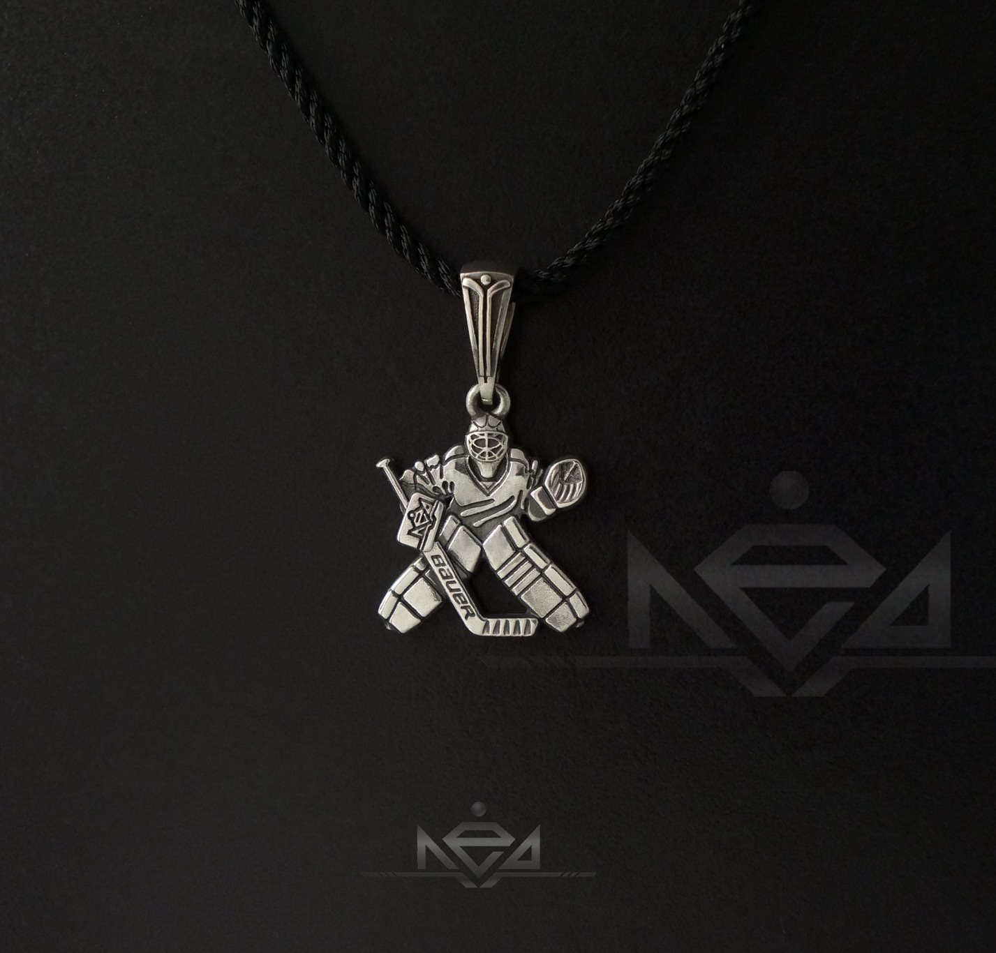 NEW Goalie Hockey pendant sterling silver charm Etsy