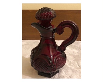 Avon Vintage Ruby Red Glass Cape Cod Cruet – Elegant Retro Collectible Kitchenware