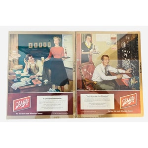 Pair of 1952 Schlitz Beer Advertisements