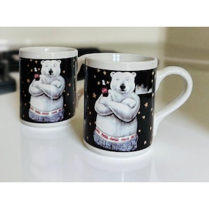 Set of 2 Coca-Cola Polar Bear Mugs – Coke Polar Bear Ceramic Coffee Cups, Classic Coke Logo Drinkware