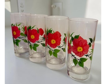 Set of 4 Franciscan Desert Rose 14 oz Tumblers • Classic Floral Pattern