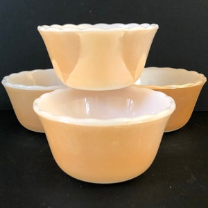 Fire King Vintage Peach Luster Ramekins Custard Cups Set of 4