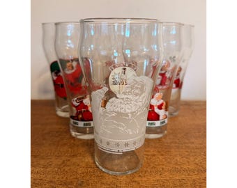 Vintage Coca-cola Santa Glasses - 1990s Holiday Tumblers - Set of