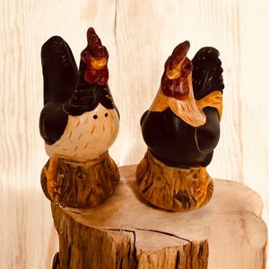 Vintage Sakura Ceramic Chicken and Rooster Salt & Pepper Shakers