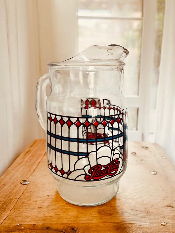 Vintage 1970's Pepsi Tiffany Style Stained Glass Pitcher and
