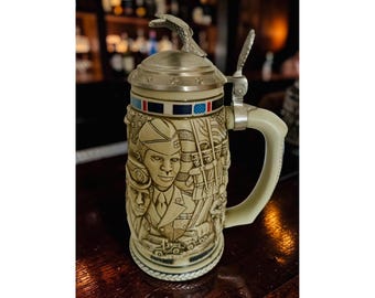 Vintage 1990 Avon “Tribute to the American Armed Forces” Beer Stein • Ceramarte Brazil