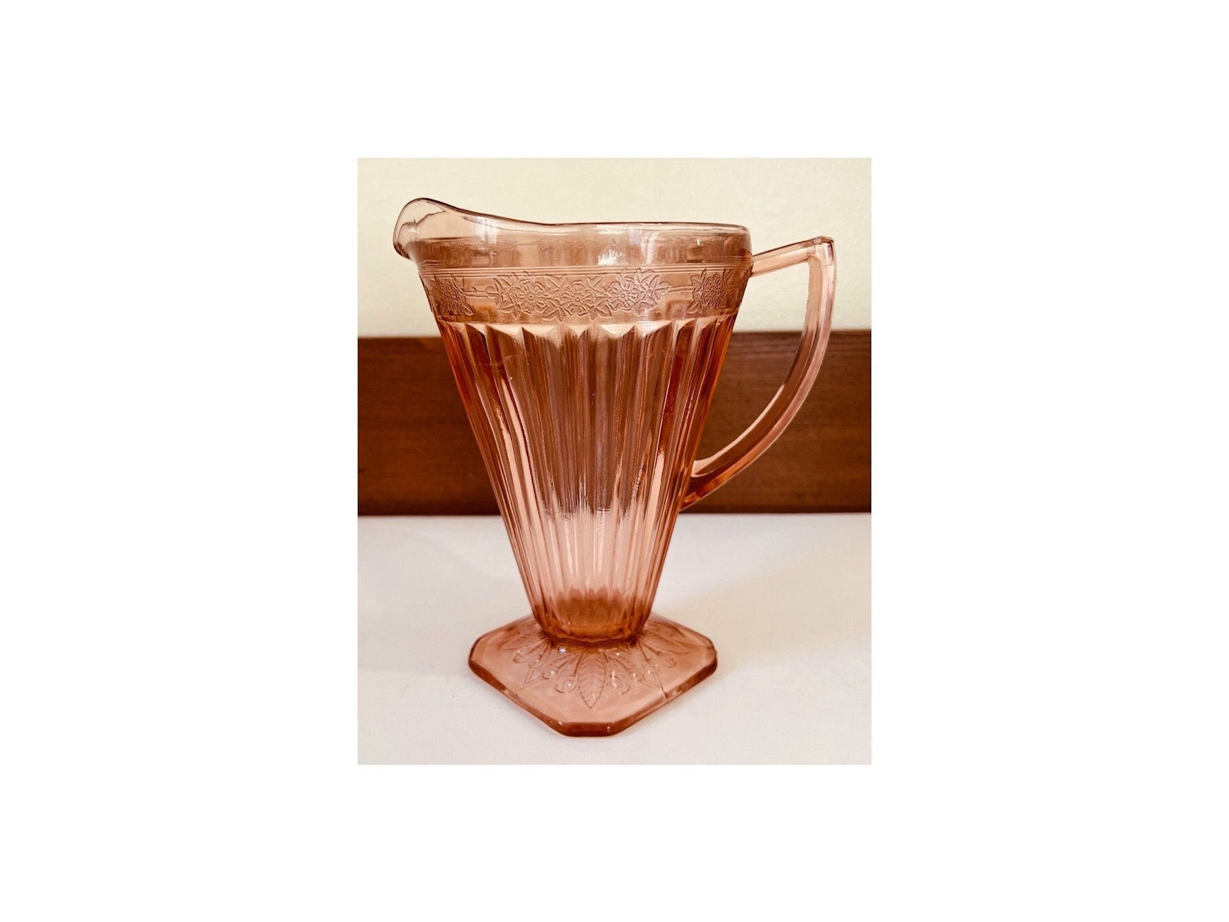 Glass Pink Depression Glass Adam Pattern Pitcher Etsy