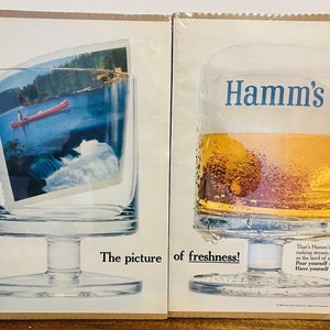 Vintage 1965 Hamm&#39;s Beer Advertisement - Two Page Spread - &quot;The Picture of Freshness&quot; - Classic Retro Bar Decor