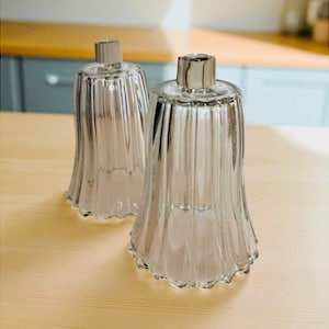 Vintage Homco Tulip Votive Candle Holders - 1980s Ribbed Glass Pair