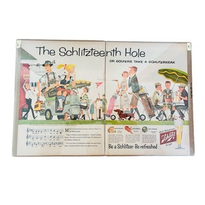 Vintage Schlitz Beer 1957 Ad Print Two Page Magazine Spread, Beer Advertisement, Retro Bar Decor, Breweriana Collectible