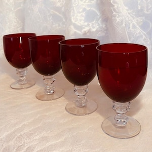 Vintage Zrike Camelot Ruby Red Goblets - Set of 4 Elegant Stemware