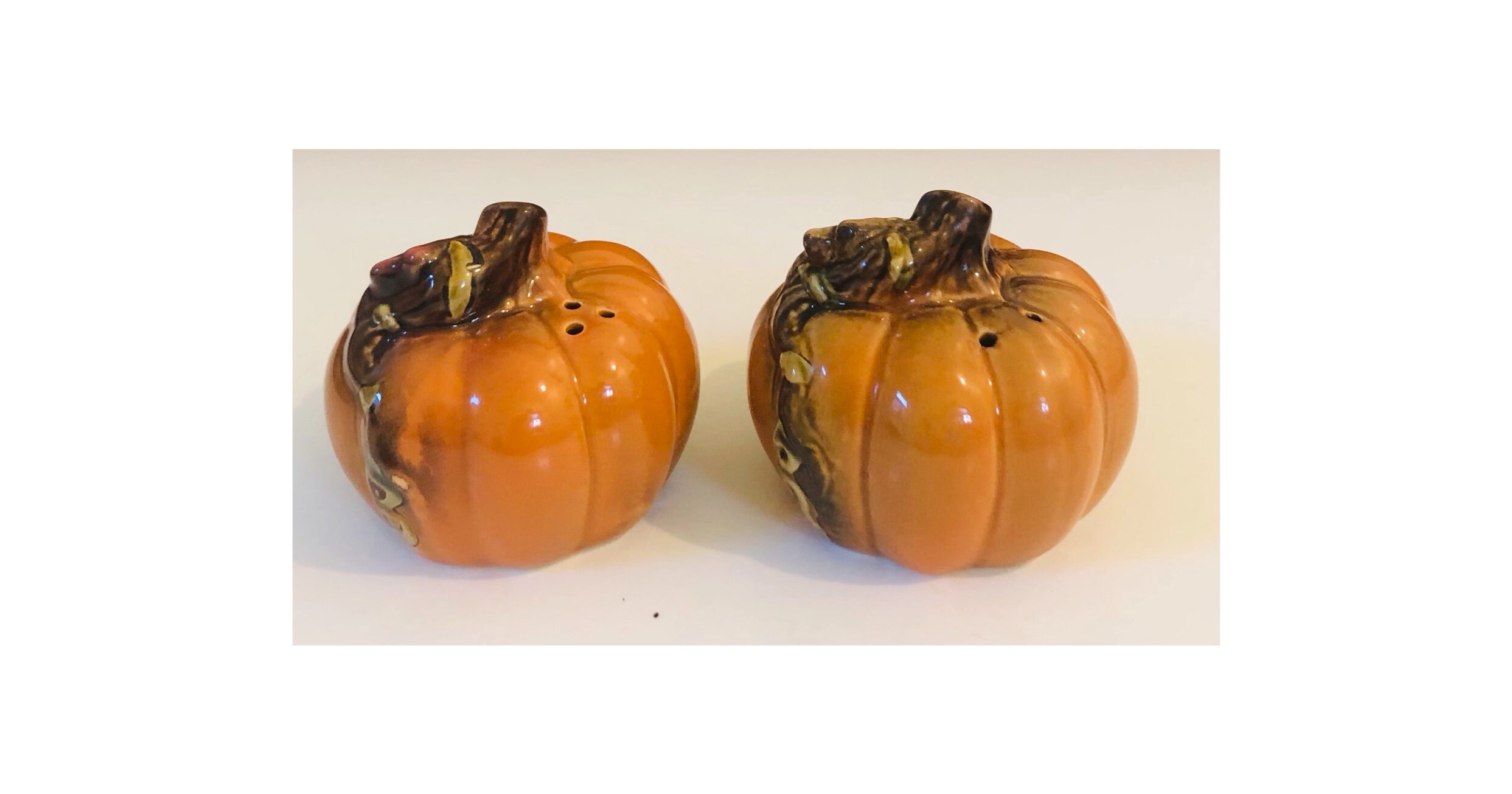 Vintage Ceramic Pumpkins Salt and Pepper Shakers Etsy