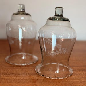 Vintage Homco Etched Leaves Votive Candle Holders - 1980s Glass Pair