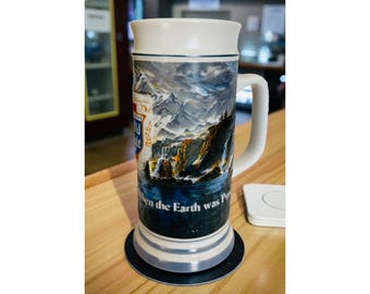 Vintage 1985 Heileman's Old Style Beer Stein: Embossed Ceramic Brewery Collectible