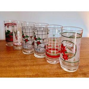 Vintage Coca-Cola Christmas Glasses: Retro Holiday Drinkware Set of 6