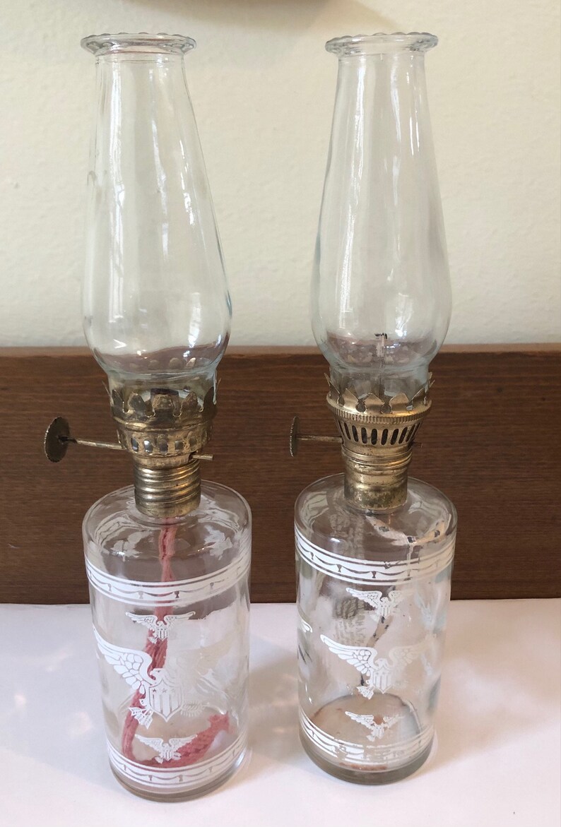 Vintage Pair of American Eagle Oil Lamps Made in Hong Kong Etsy