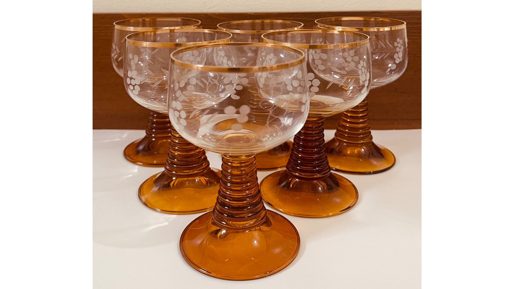 German Rhein Wine Roemer Goblet Glass Grapes Decoration