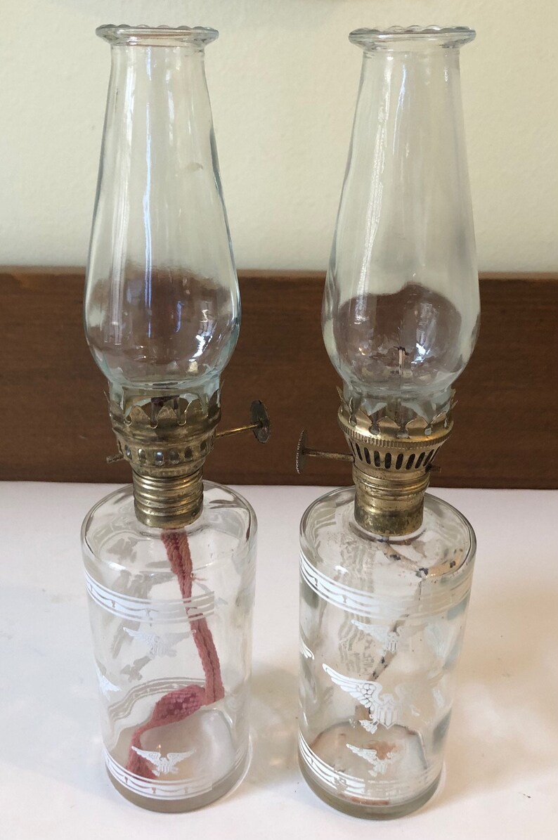 Vintage Pair of American Eagle Oil Lamps Made in Hong Kong Etsy