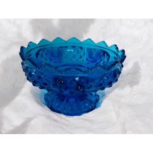 Vintage Fenton Blue Hobnail Glass Candle Dish - Mid-Century Centerpiece