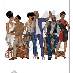 Couples Trip 2023 - Travel clipart, Couples Trip, Vacation clipart, African American travel