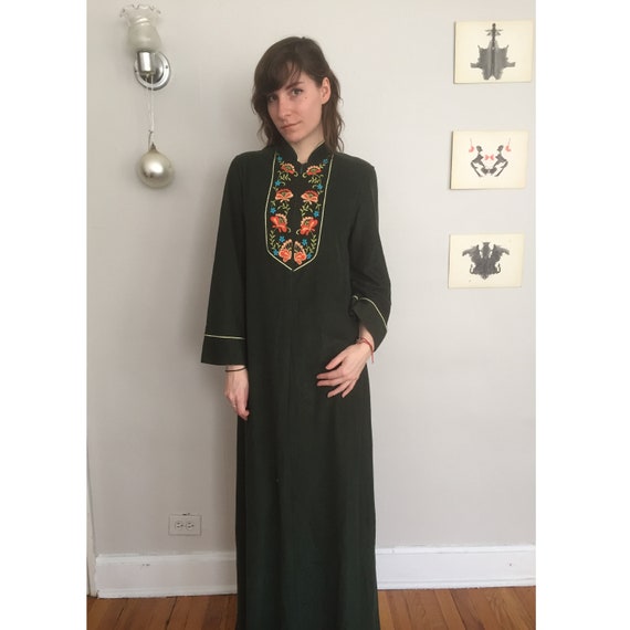 forest green boho dress