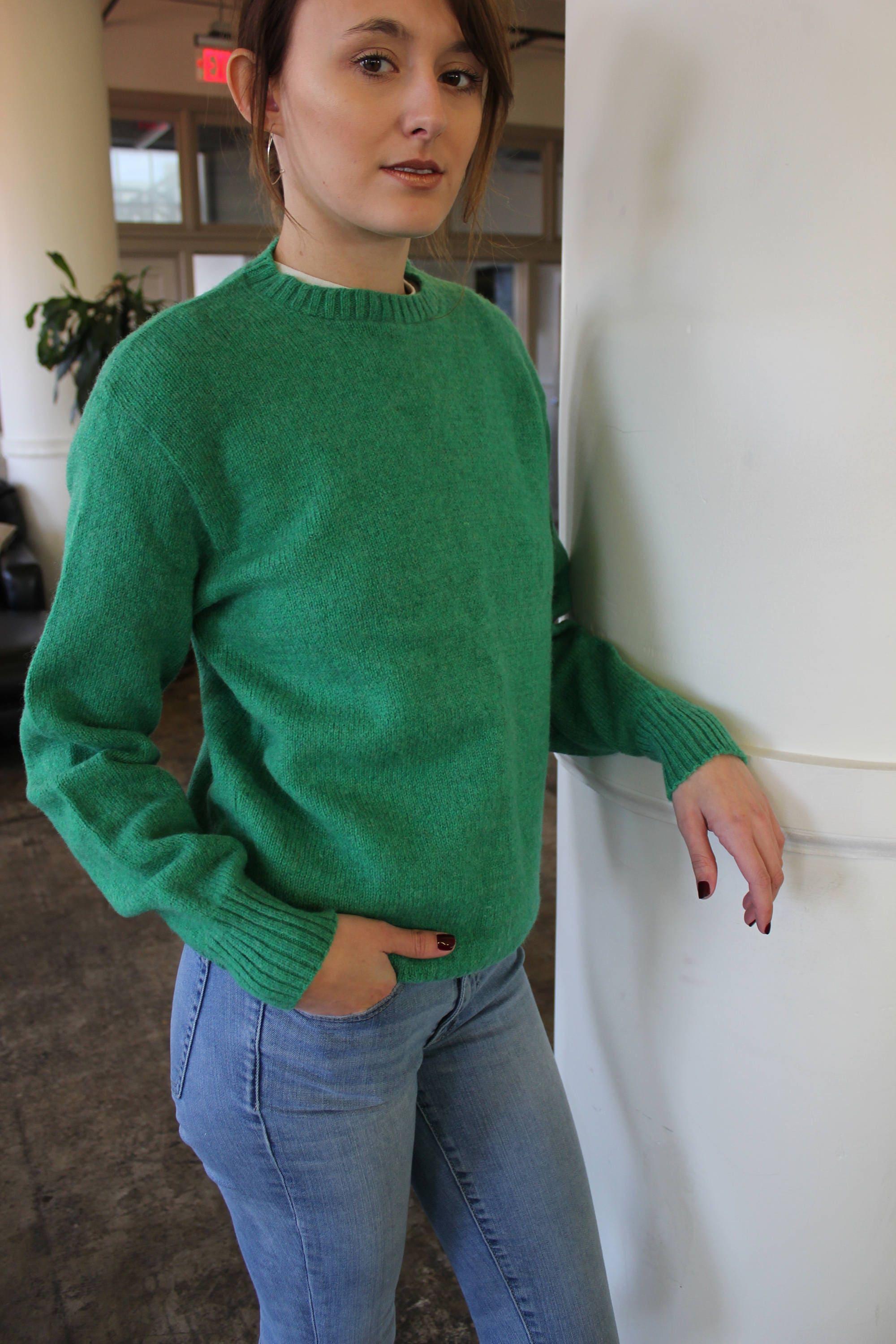 70s Thermax Solid Green Knit Sweater - Etsy