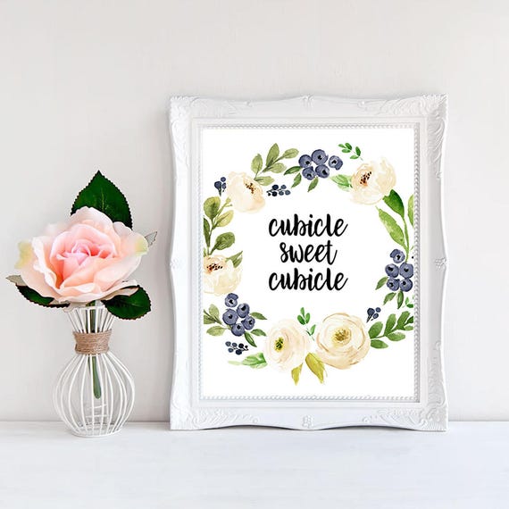 Cubicle Sweet Cubicle Girly Office Print Office Decor Etsy