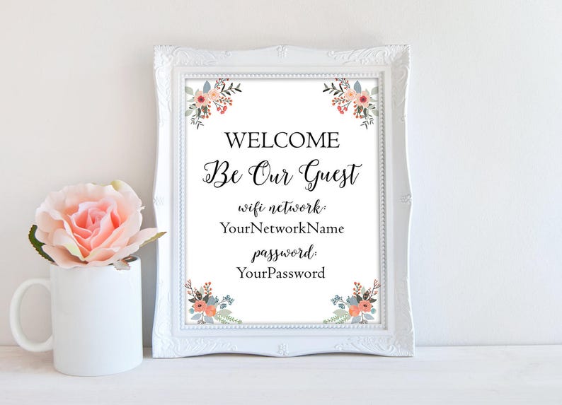 Custom Welcome Be Our Guest Wifi Sign Wifi Printable Etsy