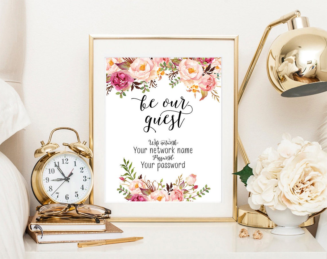 Custom be our guest wifi sign wifi printable password home | Etsy