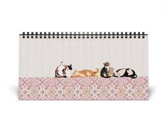 Calendario da scrivania con illustrazione di gatti addormentati / Griglia simplex 2027
