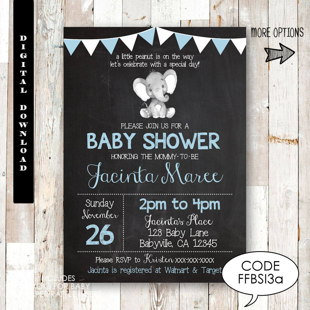 elephant baby shower invitation boy chalkboard baby shower etsy chalkboard baby shower invitations