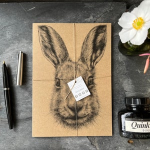 A5 kraft blank notebook hare pencil drawing