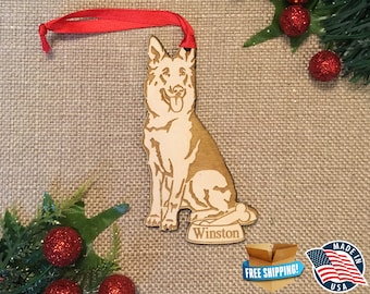 German Shepherd Ornament *** Personalized Dog Ornament ***Dog Lover Gift *** Christmas Holiday Ornament ***