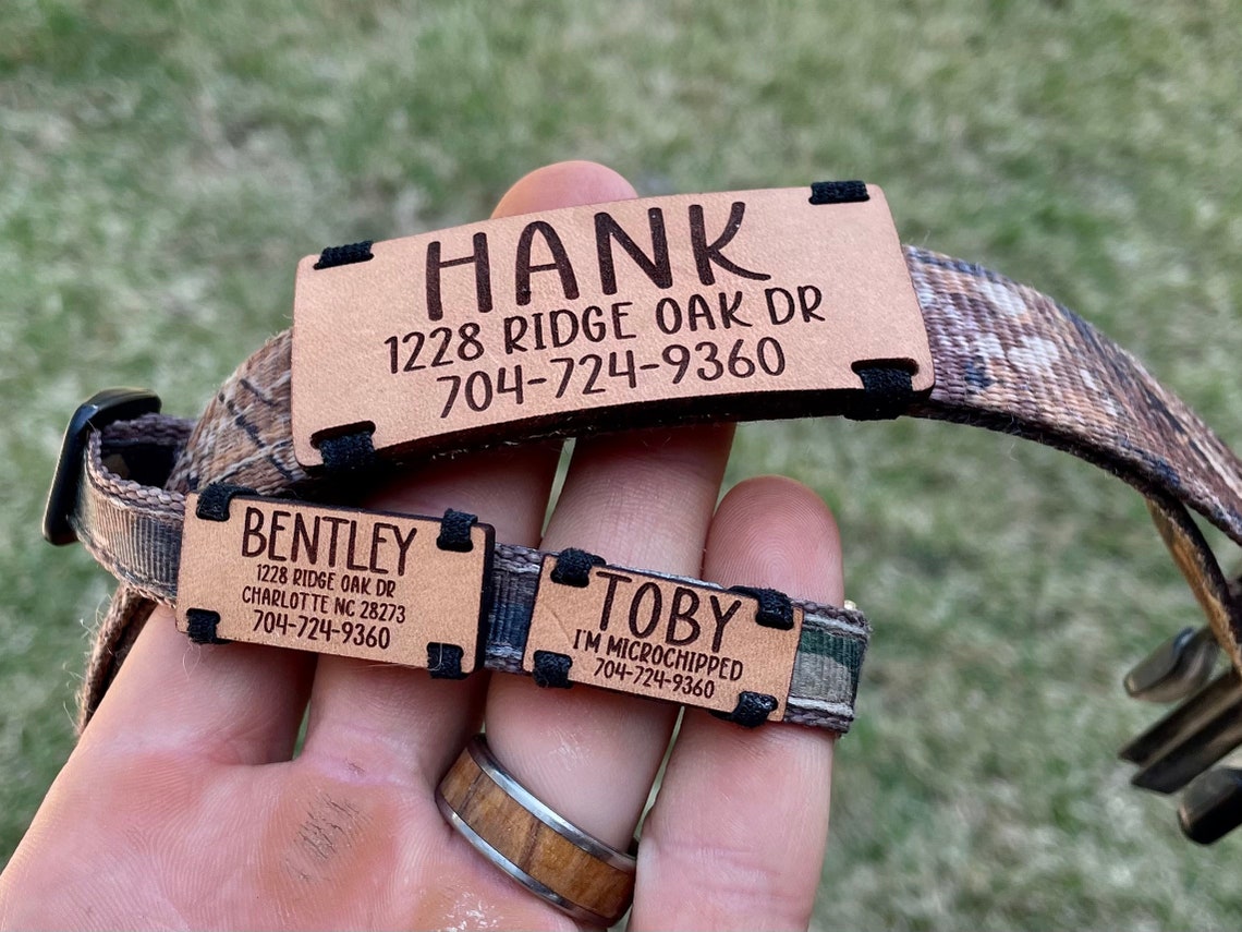 Jingle Free Personalized Dog Tag Full Grain Leather Dog ID Etsy