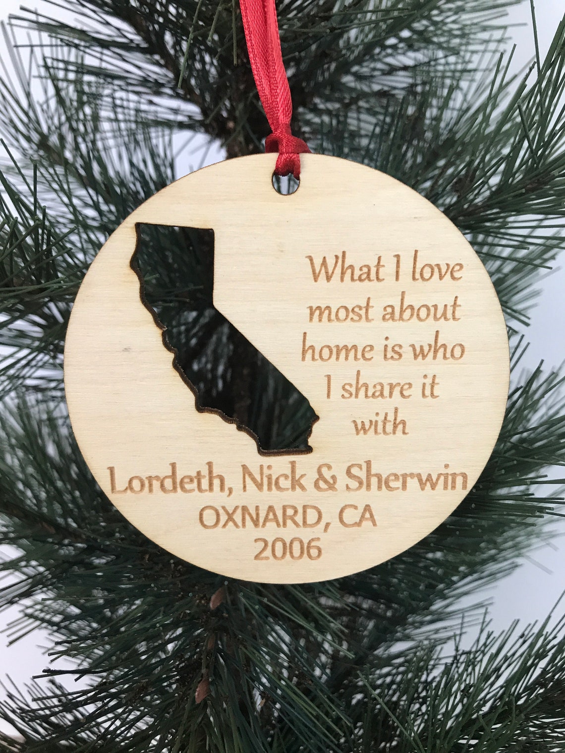 Personalized California Ornaments Home Ornament Family Etsy
