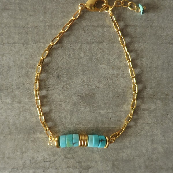 Bracelet en or et turquoises naturelles - Me and my Mood bijoux