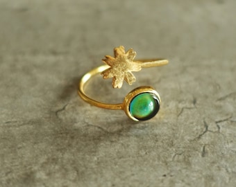 Gold flower mood ring - Me and My Mood jewelry