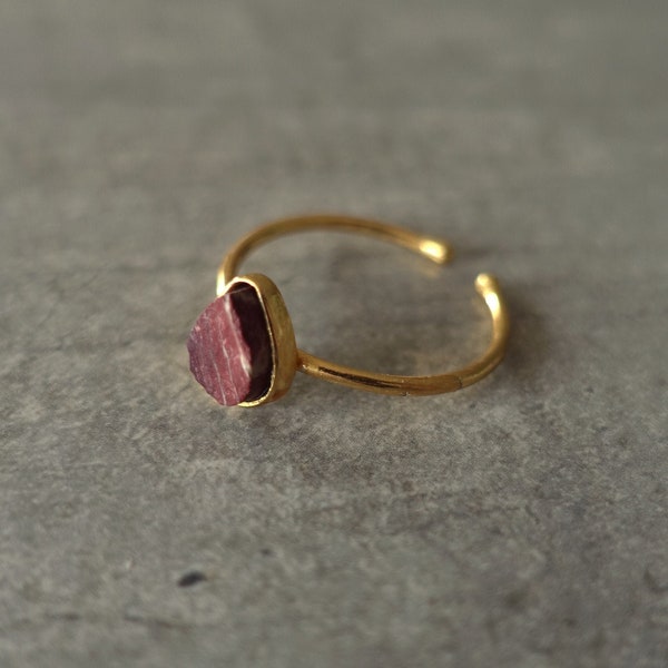 Bague en or et jaspe rouge naturelle - Me and My Mood bijoux