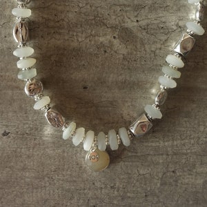 Silver and raw natural moon stones necklace Sister Moon - Me and My Mood Jewelry