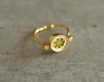 Gold and yellow aventurine ring Flower power - Me and My Mood jewelry