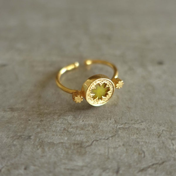 Anillo de oro y aventurina amarilla Flower power - Me and My Mood joyas