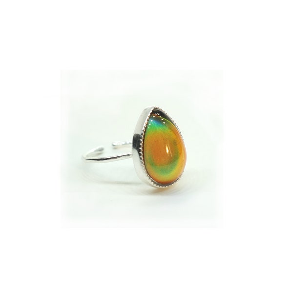 Bague en argent avec cristal qui change de couleur mood ring - Me and My Mood bijoux