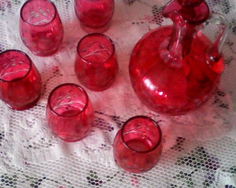 Vintage Ruby Red Desert Glasses