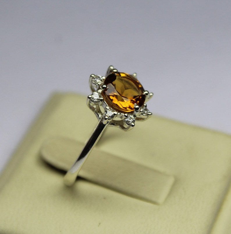 Ready to gift her. Sale low price Natural citrine halo Ring 925 Sterling silver stamped,engagementWedding ring All sizes