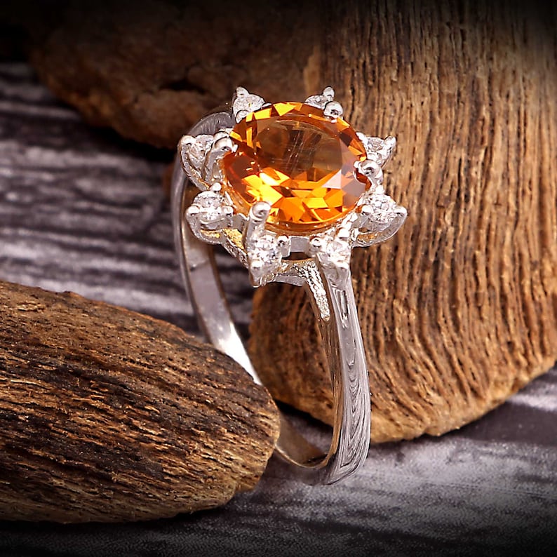 Ready to gift her. Sale low price Natural citrine halo Ring 925 Sterling silver stamped,engagementWedding ring All sizes