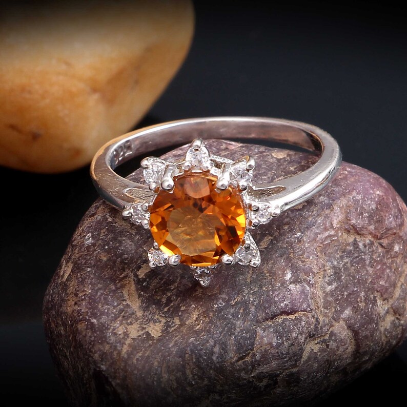 Ready to gift her. Sale low price Natural citrine halo Ring 925 Sterling silver stamped,engagementWedding ring All sizes
