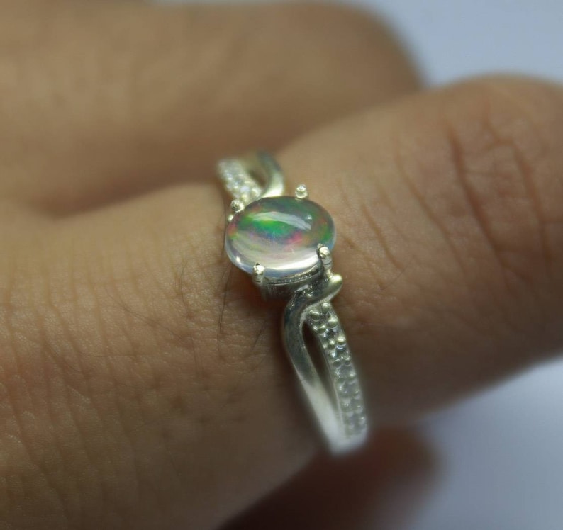 Ready to gift her. Sale low price Natural Opal Engagement Ring 925 Sterling silver stamped,engagementWedding ring All sizes