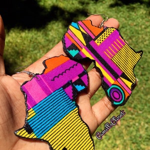 Reversible NEON KENTE AFRICA Earrings